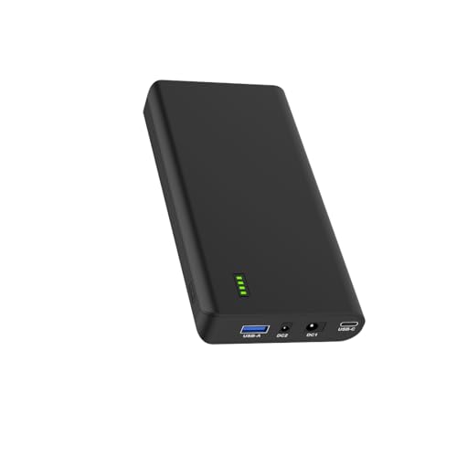 TalentCell Batteria agli ioni di litio NB7102 da 12 V, ricaricabile, 17500 mAh, 64,75 Wh, con uscita DC 24/19/5 V e USB-C 5/9/12/15/20 V per laptop, notebook, smartphone, fotocamera e altro, nero