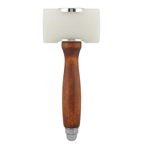 Leather Carving Hammer, Nylon Mallet Leathercraft Mallet with Nylon T Head and Wood Handle for Stamping Sew Leather Cowhide Tool