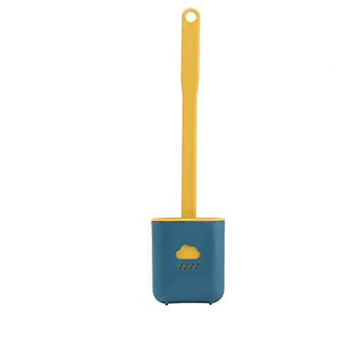 Portacepillos de Inodoro Soporte for escobilla de Inodoro, Juego de Cuencos de Limpieza montados en la Pared con Cabezal Suave de Silicona TPR (Gris)(Blue)