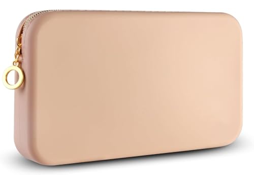 Image of INOVERA (LABEL) Makeup Brush Holder Pouch Case for Travel - Silicone Cosmetic Brushes Kit - Travelling Make up Organizer Bag (Khaki)