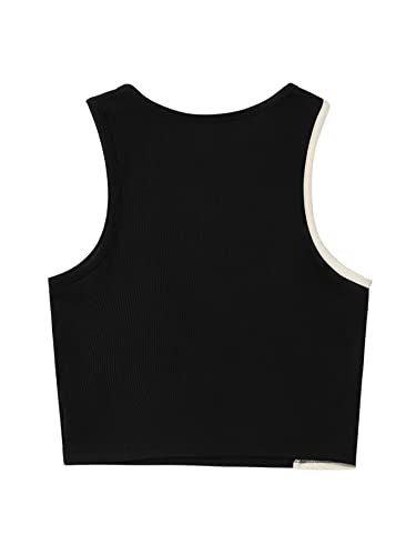 SweatyRocks Women's Summer Ribbed Knit Sleeveless Vest Color Block Crop Tank Top2