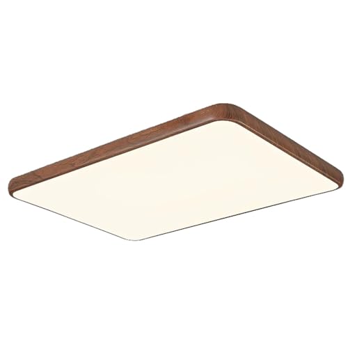 Lámpara de techo de imitación madera de nogal, lámpara LED moderna de mediados de siglo para dormitorio (50 cm), lámpara redonda de metal y acrílico de 36 W, lámparas vintage de mesa de comedor de 3