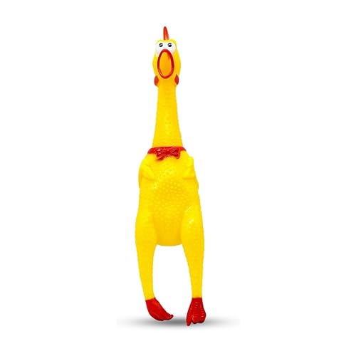 Emily Pets Chicken Dog Toy Screaming Chicken Toys Large Squeeze Chicken Noisemaker Dog Squeak Durable Toys for Pet Chew Gifts Prank Novelty Toy (Yellow, Medium)