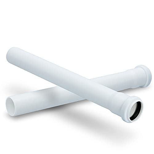 HT Rohr Abwasserrohr mit Muffe Ø 40 mm x 500 mm Länge Weiß | PVC Kanalrohr Abflussrohr mit Gummidichtung | Kanalrohrsystem Heißwasser Chemische Beständigkeit | Abwasser Installation