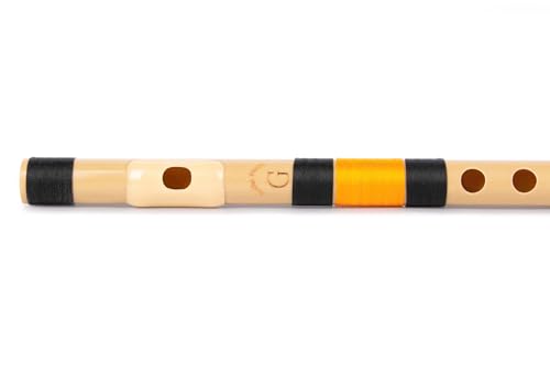 Image of Radhe Flutes | G Natural Right Handed Middle Bansuri | Black & Orange | Tuned With Tanpura A=440Hz | PVC Flute + Hindi & English Flute Lessons