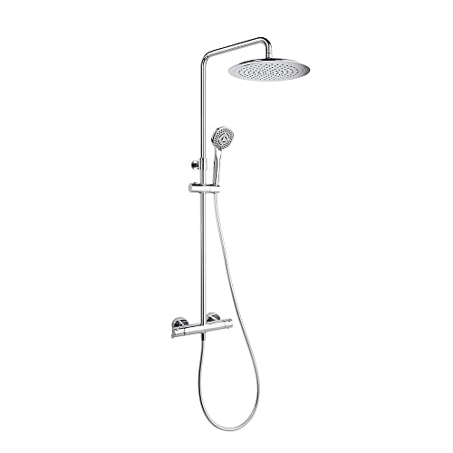 Ramon Soler 94D303022 Thermostatique, colonne 880-1460 mm, jet fin Ø300 mm, douche à main et flexible, systèmes anti-brûlure, limiteur de température et...