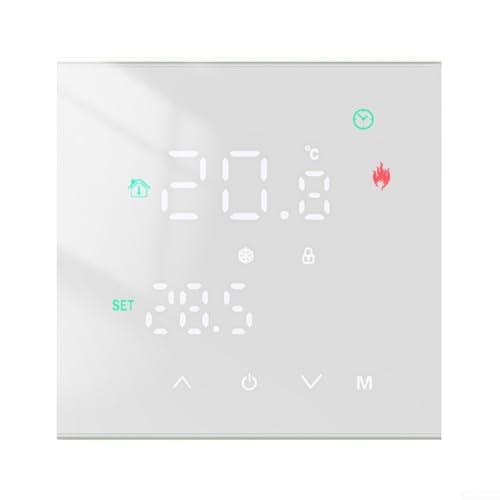 Termostato regulador de temperatura táctil con pantalla LCD para programar y gestionar el tiempo de calefacción y la temperatura en aplicaciones de calefacción residencial (GB blanco)
