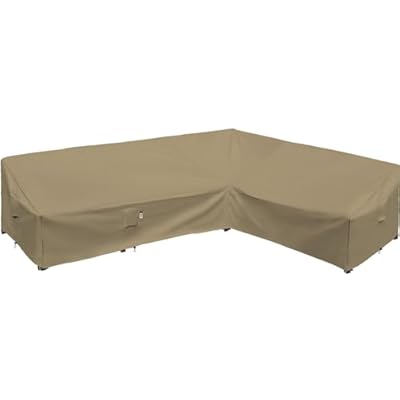 Flexiyard Heavy Duty Outdoor Sectional Sofa Cover, 120"X90" L-Shaped Waterproof 600D Patio Furniture Covers, Lawn Patio Couch Protector(Desert Khaki, L-Shaped-Right Facing-120 x90)