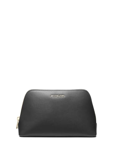 Michael Kors Jet Set Medium Travel Pouch, Silver-Tone Hardware/Tenera Leather/Black