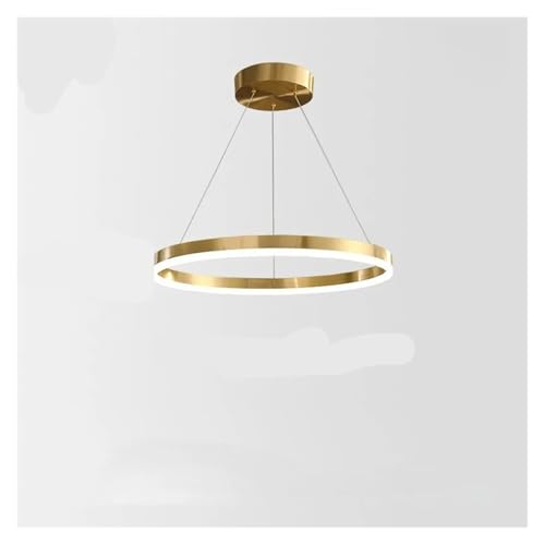 Lustre LED moderne 80cm pour remplacer un éclairage agressif par une suspension dorée