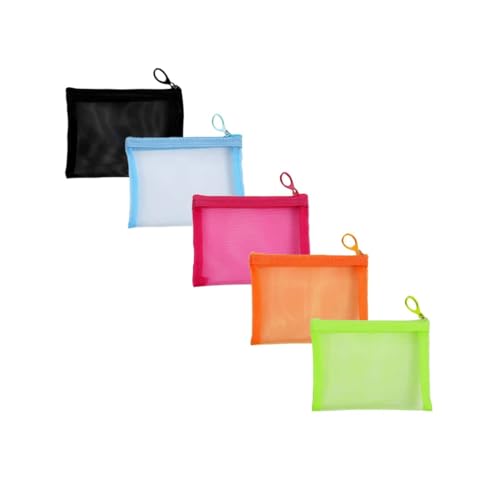 ZSlactp 5 Pack Small Mesh Zipper Pouch Bags for Purse, Size 5