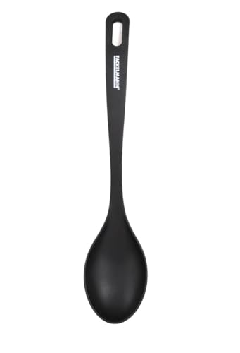 Fackelmann Fenix Kochlöffel, 100% recyceltes RPET-Material, recycelbarer Kunststoff mit hoher Hitzebeständigkeit bis 230°C, hohe Haltbarkeit, kratzfest, Farbe Schwarz, 31 cm, 1 Stück
