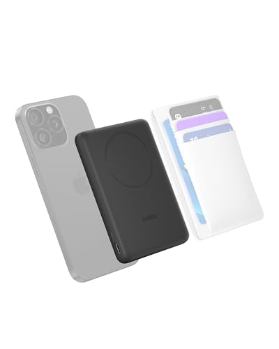 Belkin BoostCharge Power Bank Magnetico 5000mAh, Qi2 7.5W Caricatore Portatile Sottile con Anello Magnetico e Porta USB-C, Cavo USB-C Incluso, Power Bank per iPhone, Galaxy, Pixel, iPad e altro, Nero