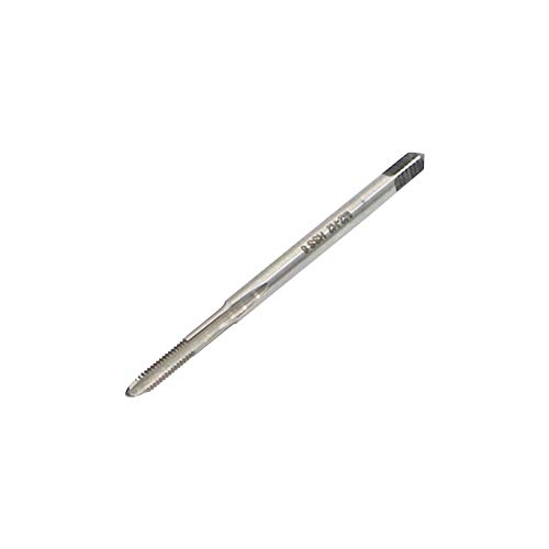 Metric Machine Tap M2 x 0.4mm Pitch Thread Pitch 3 Flutes, High Speed Steel Thread Forming Pointed Tap, Uncoated (Bright) Finish, Round Shank with Square End, Plug Chamfer, HSS Screw Plug Tap