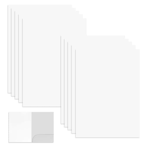 10 Piezas Carpetas de Papel Kraft A4, 22 × 31 cm Carpetas de Cartón para Documentos, Carpeta de Proyectos A4 con Ranuras para Tarjetas, Carpeta de Presentación para Escuela Hogar Oficina (Blanco)