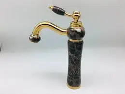 High Counter Basin Mixer Tap with Long Spout with Marble Stone