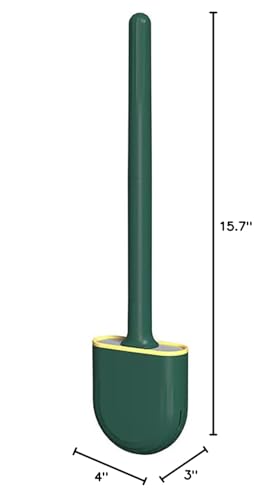 Image of New Brush Removable Toilet Brush, Sewn Soft Plastic Toilet Brush, Toilet Brush and Holder Set, Wall Mounted Toilet Bowl Brush, Compact Toilet Scrub Brush with Holder for Bathroom (Green)