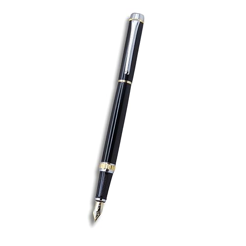 Image of Venti Fountain Pen - Metal Luxury Pen, Schmidt Nib (Medium), Best Pen Gift Set for Men & Women, Professional, Executive, Office, Nice Pens,Return Gift (F112-Black)