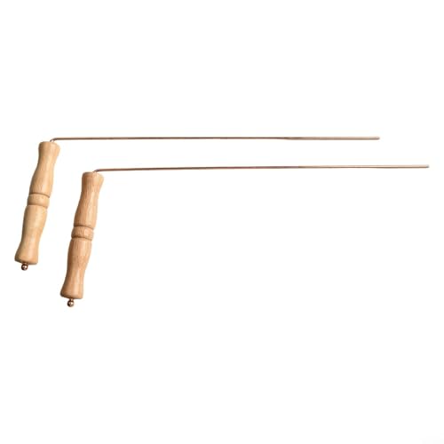 2Pcs Portable Divining Rods Set, 99.9% Copper Dowsing Rods With Wood Grip For Locating Water Treasure Hunting Tools