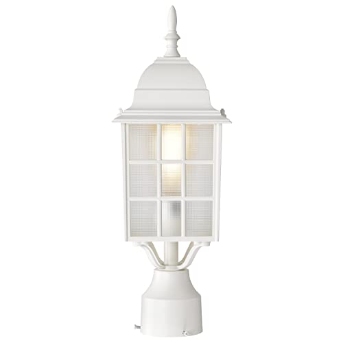 Image of Nuvo Lighting 60 /4907 Adams One Light Post Lantern 100 Watt A19 Max. Frosted Glass White Outdoor Fixture