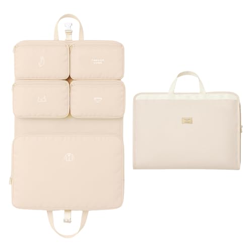 Cubo de equipaje colgante, organizador de viaje plegable, impermeable, lavable a máquina, se adapta a equipaje de mano de 20 pulgadas, cubo de embalaje expandible para maleta o mochila (beige), Beige