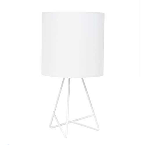 Simple Designs LT2066-WOW 14″ Down to the Wire Metal Table Lamp with Fabric Shade, White with White Shade