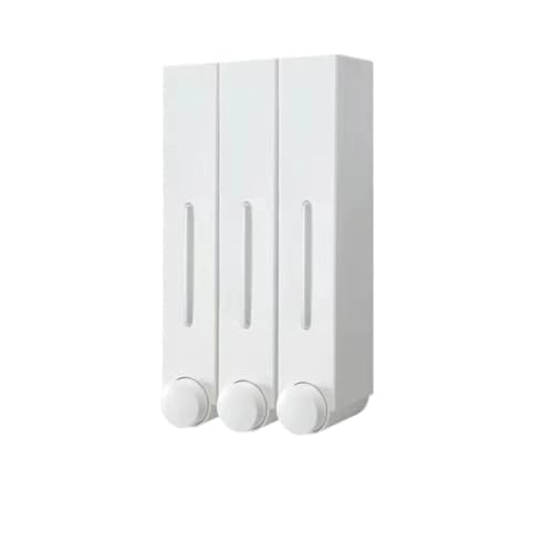 Fiyyuga ソープディスペンサー 壁掛け式 バスルーム プラスチック シャワー 家庭用 ホテル キッチン バス用 (ホワイト,3本のボトル)