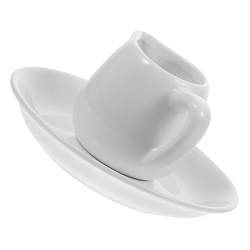 Unomor Dipping Sauce Holder Small Milk Container in Ceramic Milk Jar Bottom Plate Set for Kitchen Restaurant