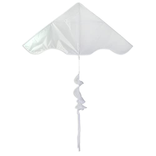In the Breeze Colorblock Delta Kite with Twister Tail- Single Line Kite - 55-Inch, White,3248