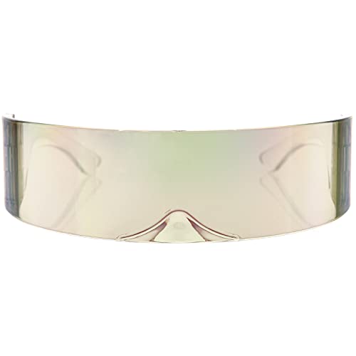 Image of zeroUV - 80s Futuristic Cyclops Cyberpunk Visor Sunglasses with Semi Translucent Mirrored Lens Shield Sunglasses