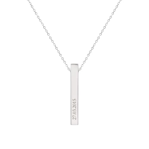 Collar Lingote Plata de Ley 925 Personalizado – Grabado en 4 Caras – Joya Unisex con Cadena – Regalo Ideal para Hombre o Mujer (Lingote Plata)