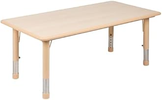 EMMA + OLIVER Adjustable Kids Activity Table for Home Use, Height-Adjustable Classroom Table for Kids, 23.625" W x 47.25" D x 14.5-23.5" H, Natural