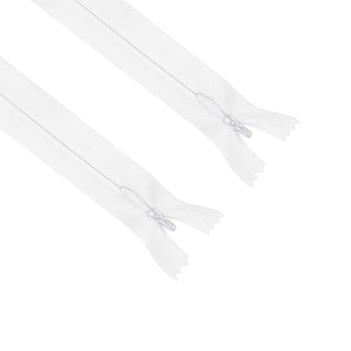 Image of ANPURZII 2PCS #3 20 Inch White Invisible Zippers for Sewing Skirts, Nylon Coil Bulk Zippers for Pocket, Pillow(White 20 inch 2PCS)