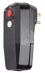 Plug-in GFCI, Blk, 15A, 5-15P, Rainprf, 125V