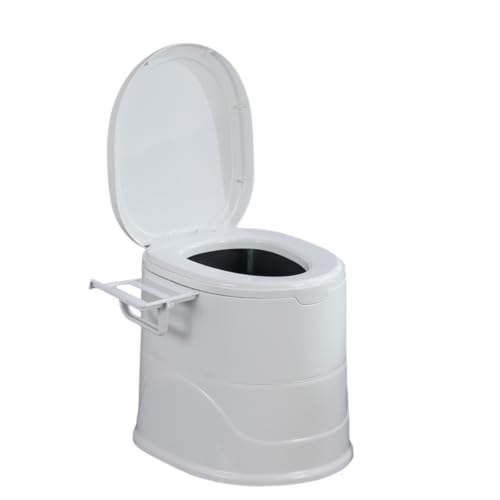 [RVTENRIO] Portable Travel Toilet, Suitable for Adult Use - Easy-to-clean Hygienic Camping Toilet with Lid and toilet paper - Ideal for Tents, Caravans, Outdoor Adventures and Hiking (White)