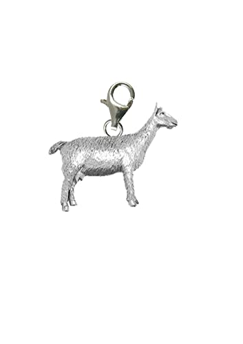 Image of ppa22 goat on a Sterling Silver 925 hoop & Trigger LOBSTER Clasp charm perfect to add onto jewellery zips bags necklaces bracelets etc