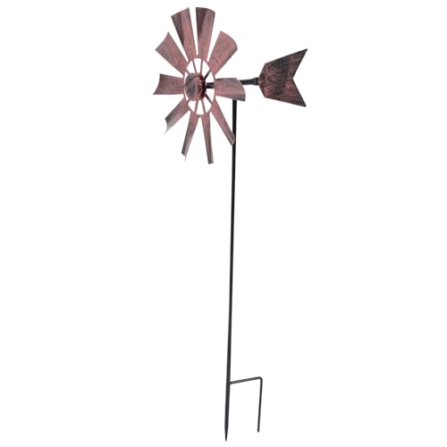 VOSAREA Outdoor Yard Windmill Wrought Iron Metal Windmill Metal Wind Spinner Wind Sculptures Spinners Yard Decor Pinwheel for Garden Yard Lawn Patio...
