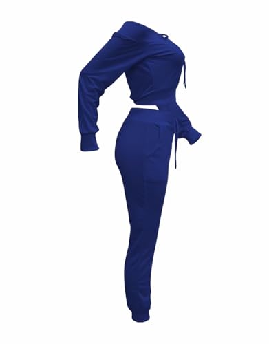 acelyn Sexy 2 Piece Outfits for Women Off Shoulder Lace Up Long Sleeve Crop Top Pants Sets Tracksuit Casual Sweatsuit4