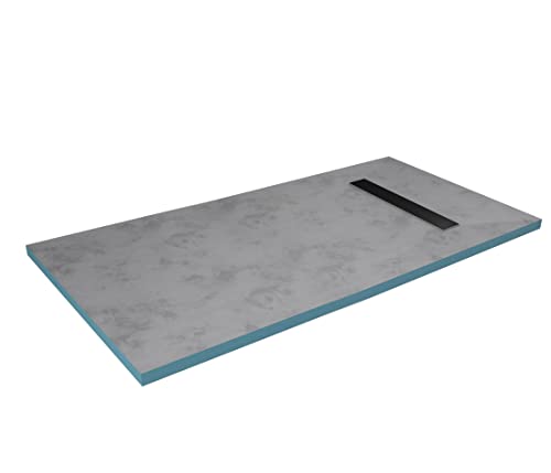 MARWELL Duschelement 90 x160 x 4 cm direkt befliesbar mit integrierter Ablaufrinne und waagerechtem Ablauf - bodeneben und barrierefrei einbaubar - integriertes Gefälle
