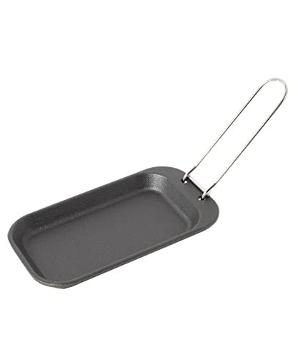 Captain Stag UM-2402 Cast Iron Plate, Compact Plate, Small, No Seasoning Required, Handle