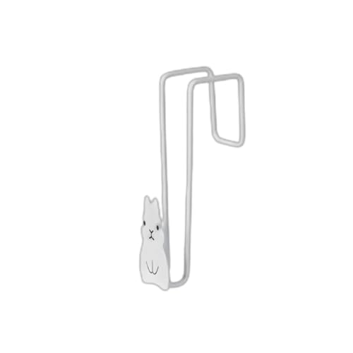 REIKOMO 4-Pack White Bunny Shaped Over The Door Hooks, Metal Hangers for Coats, Towels, Hats, Clothes, Bags in Bedroom or Living Room