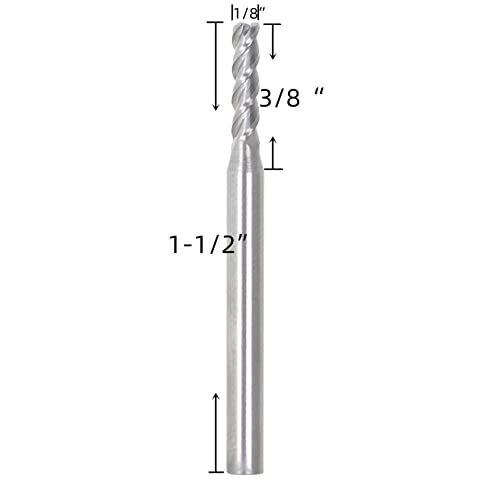 Image of 3 /32 Inch Blade Diameter 4 Flute Carbide End Mill 3 /8 Inch Cutting Length x 1-1 /2 Inch Overall Length x 1 /8 Inch Shank Diameter Suitable for Aluminum Cutting Nonferrous Metals Up Cutting 5 Pieces