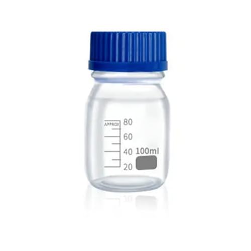 Flacon de réactif laboratoire en verre transparent et marron de 100ml à 1000ml avec bouchon