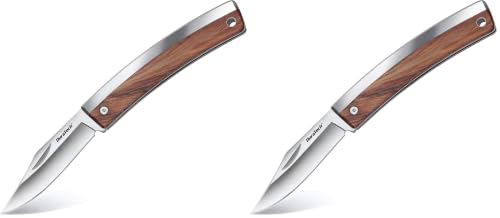 DURATECH Juego de 2 Navajas Plegables con Mango de Madera