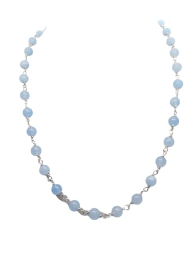 Collier aigue-marine naturel argent 925, le bijou ras-du-cou bleu clair source de sérénité