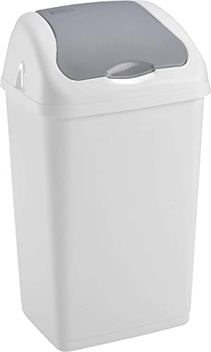 Sterling Ventures 35 Litres Premium Plastic Swing Bin for Home and Kitchen Rubbish Waste (White)