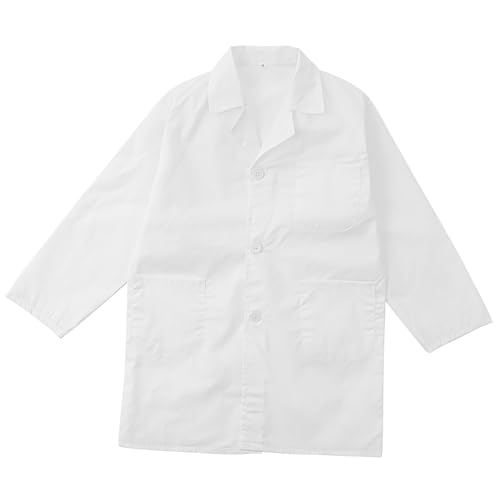 Yardwe Bata de Laboratorio Infantil Unisex de Algodón Transpirable con Bolsillos Disfraz Científico para Fiestas Rol Escolares