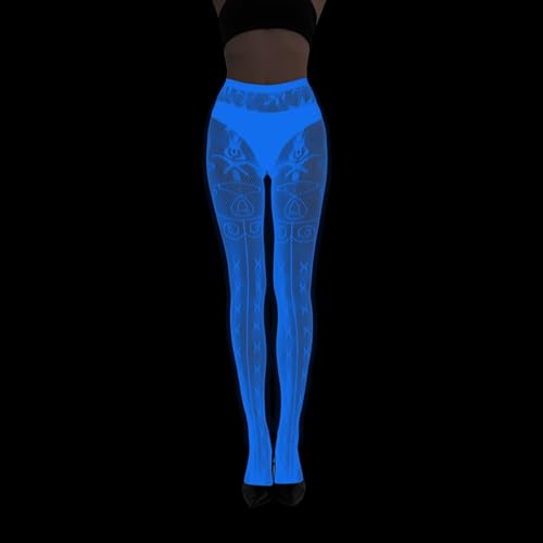 Glow In The Dark Blue Light Fishnet Tights Stockings for Women Halloween Luminously Spiderweb Patterned Mesh4