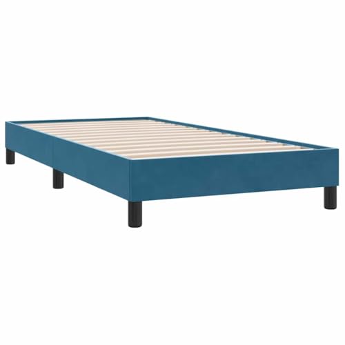 vidaXL Cama Box Spring sin colchón Terciopelo Azul Oscuro 90x210 cm, Cama, somier, Cama de Terciopelo, Muebles de Dormitorio, Cama Individual