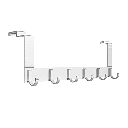 GOGOHOME Crochet de Porte en Aluminium Argenté à 6 Crochets - Charge Maximale 20 kg - Pour Vêtements et Chapeaux en Allemagne